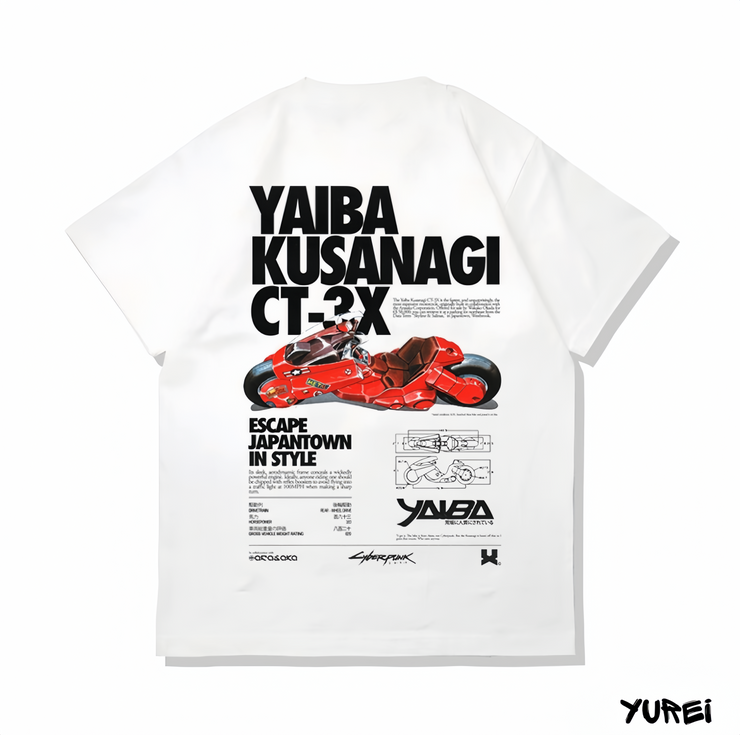 Kusanagi Bike Cotton T-Shirt - AKIRA™ Design Black Anime Graphic Tee Cyberpunk-Inspired Apparel Stylish Casual Outfit