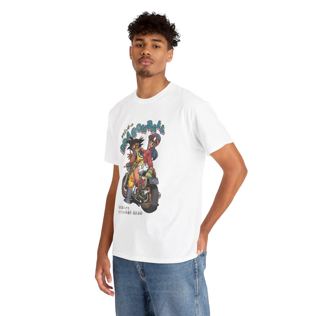 Vintage Goku Dragon Ball Retro Tee, Unisex Heavy Cotton T-Shirt, Motorcycle Y2K