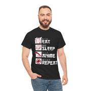 Eat, Sleep, Anime, Repeat Graphic Vintage Retro Anime Unisex Heavy Cotton Tee