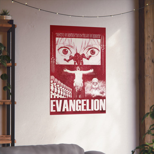 Neon Genesis: Evangelion Poster, Vintage Anime-Inspired Sci-FI Wall Art, Japanese Aesthetic Decor, Neon Red Angel Movie-Style, Fall Home Accent, Room