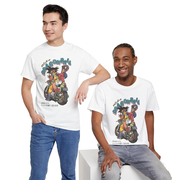 Vintage Goku Dragon Ball Retro Tee, Unisex Heavy Cotton T-Shirt, Motorcycle Y2K