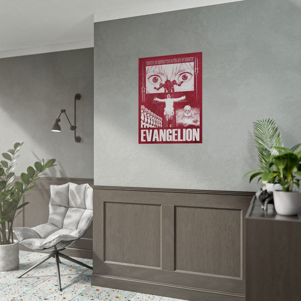 Neon Genesis: Evangelion Poster, Vintage Anime-Inspired Sci-FI Wall Art, Japanese Aesthetic Decor, Neon Red Angel Movie-Style, Fall Home Accent, Room