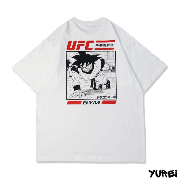 Dragon Ball Z x UFC Retro T-Shirt  Anime Graphic Tee Vintage  Stylish Casual Outfit Fan Merchandise Bold Streetwear Martial Arts-Inspired Design