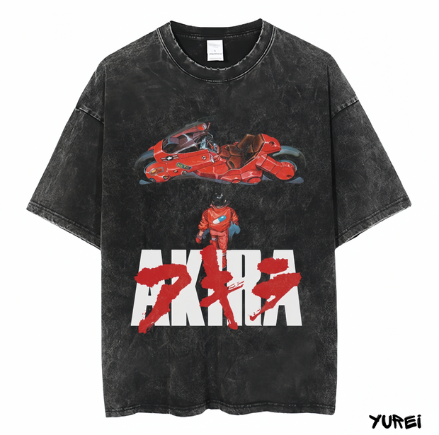 AKIRA™ Neo-Tokyo Classic T-Shirt – Washed Black | Cyberpunk Anime Streetwear | Vintage Graphic Tee