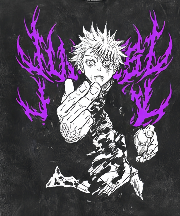 Gojo Satoru HOLLOW PURPLE T-Shirt Black Anime Graphic Tee Jujutsu Kaisen-Inspired Merchandise Bold Streetwear Iconic Power Move Design