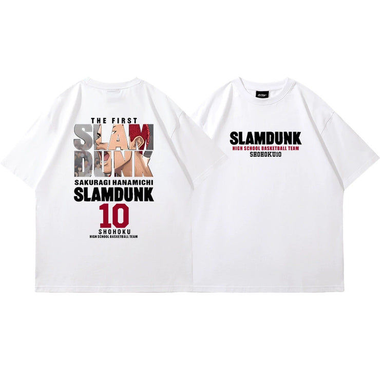 SLAM DUNK Sakuragi and Rukawa Flower Road Basketball Jersey Heavy Cotton T-Shirt