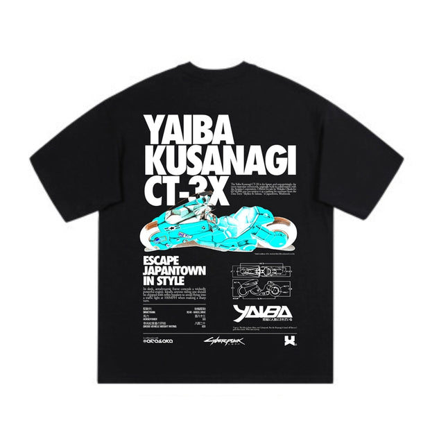 Kusanagi Bike Cotton T-Shirt - AKIRA™ Design Black Anime Graphic Tee Cyberpunk-Inspired Apparel Stylish Casual Outfit