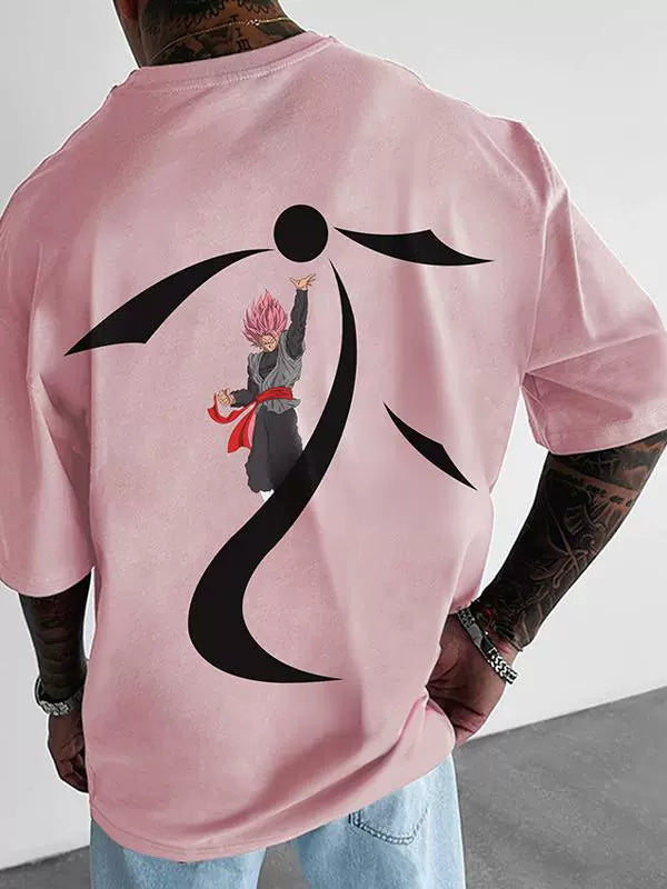 Dragon Ball Super x Goku Black Rose Heavy Cotton Pink T-Shirt