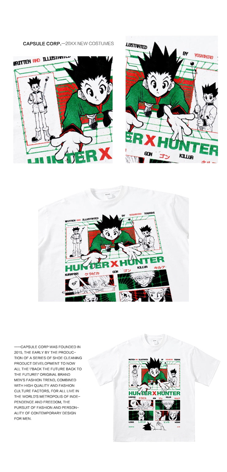 Hunter x Hunter Gon Freecss Retro Vintage T-Shirt Green Anime Graphic Tee Classic Manga-Inspired Apparel Nostalgic Streetwear Adventure Design